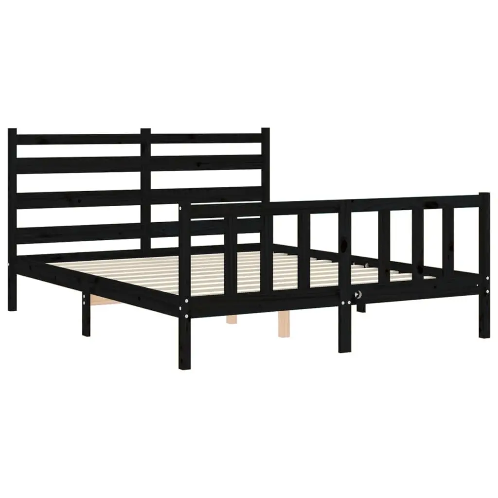 Black Solid Wood Pine Bed Frame 150x200 cm