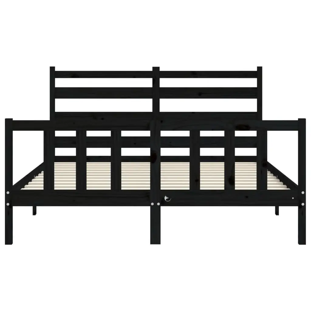 Black Solid Wood Pine Bed Frame 150x200 cm