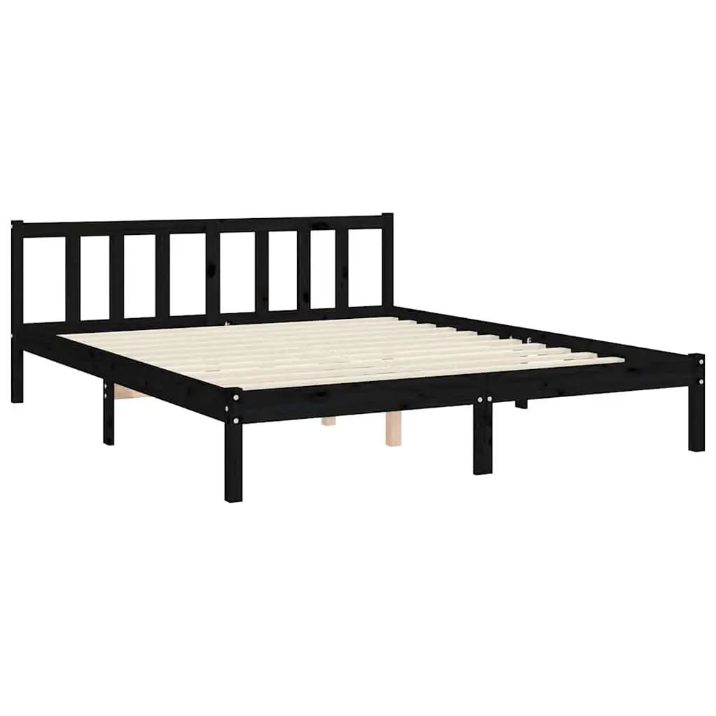 Black Solid Wood Pine Bed Frame 150x200 cm