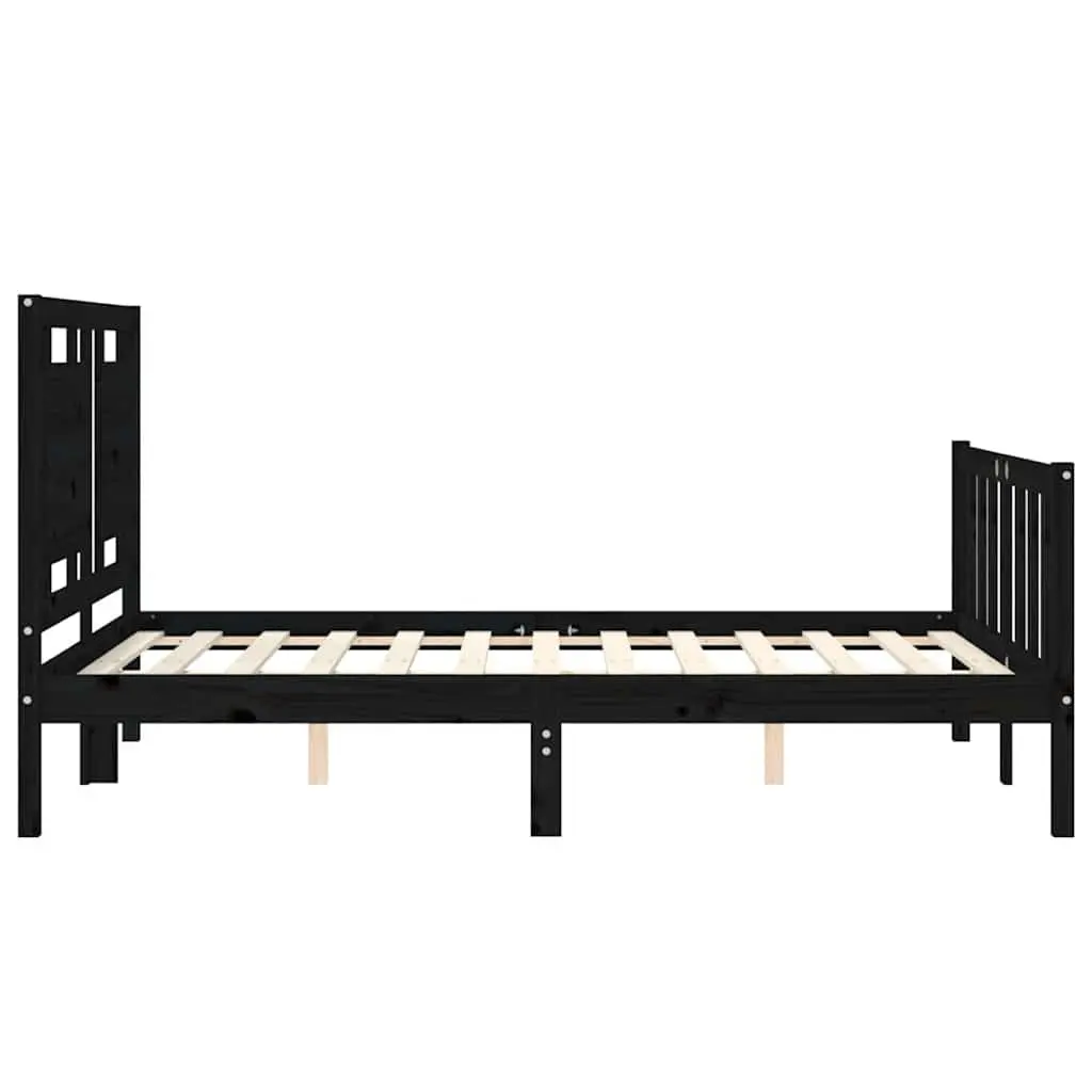 Queen Size Solid Pine Bed Frame 135x190 cm in Black