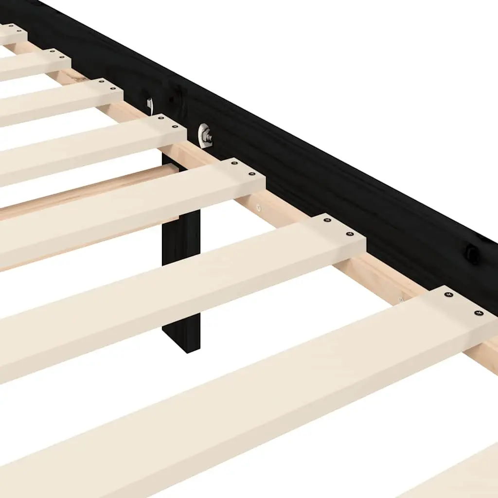 Queen Size Solid Pine Bed Frame 135x190 cm in Black