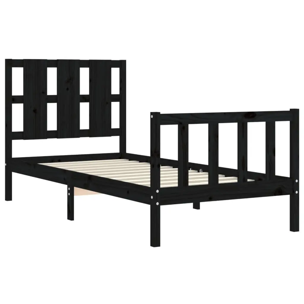 Solid Pine Wood Bed Frame 90x190 cm in Black