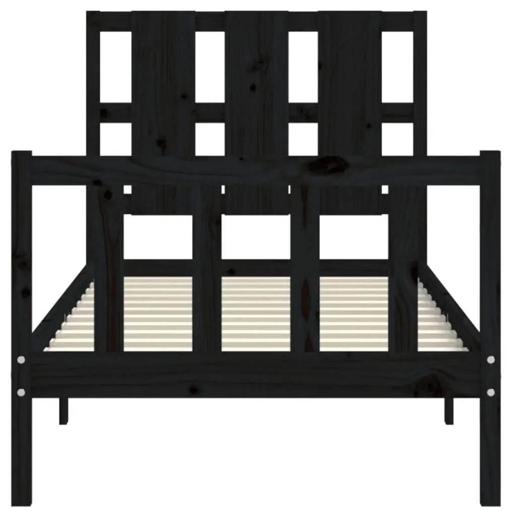 Solid Pine Wood Bed Frame 90x190 cm in Black