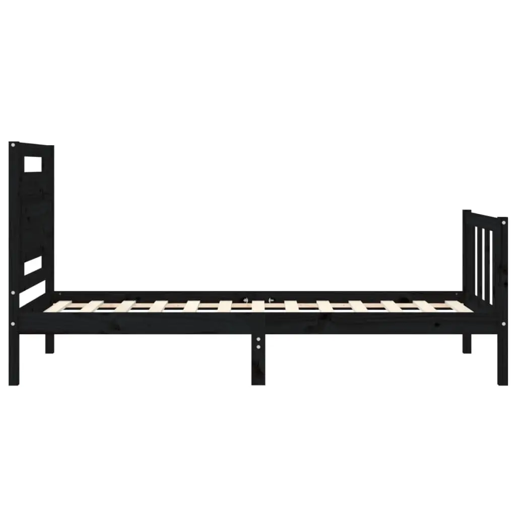 Solid Pine Wood Bed Frame 90x190 cm in Black