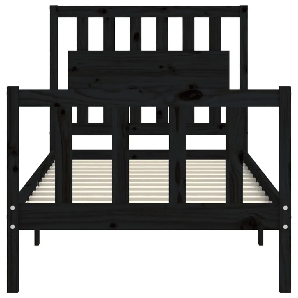Solid Pine Wood Bed Frame 90x190 cm in Black
