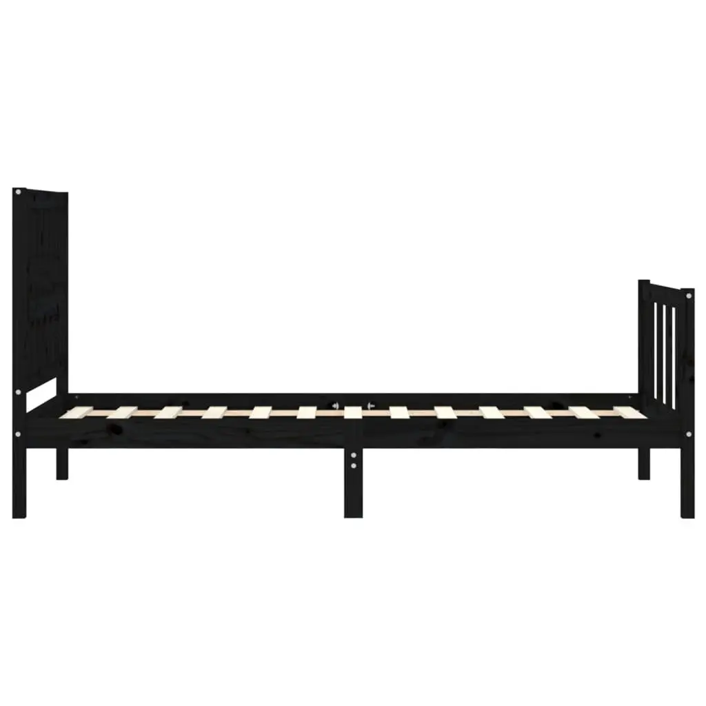 Solid Pine Wood Bed Frame 90x190 cm in Black