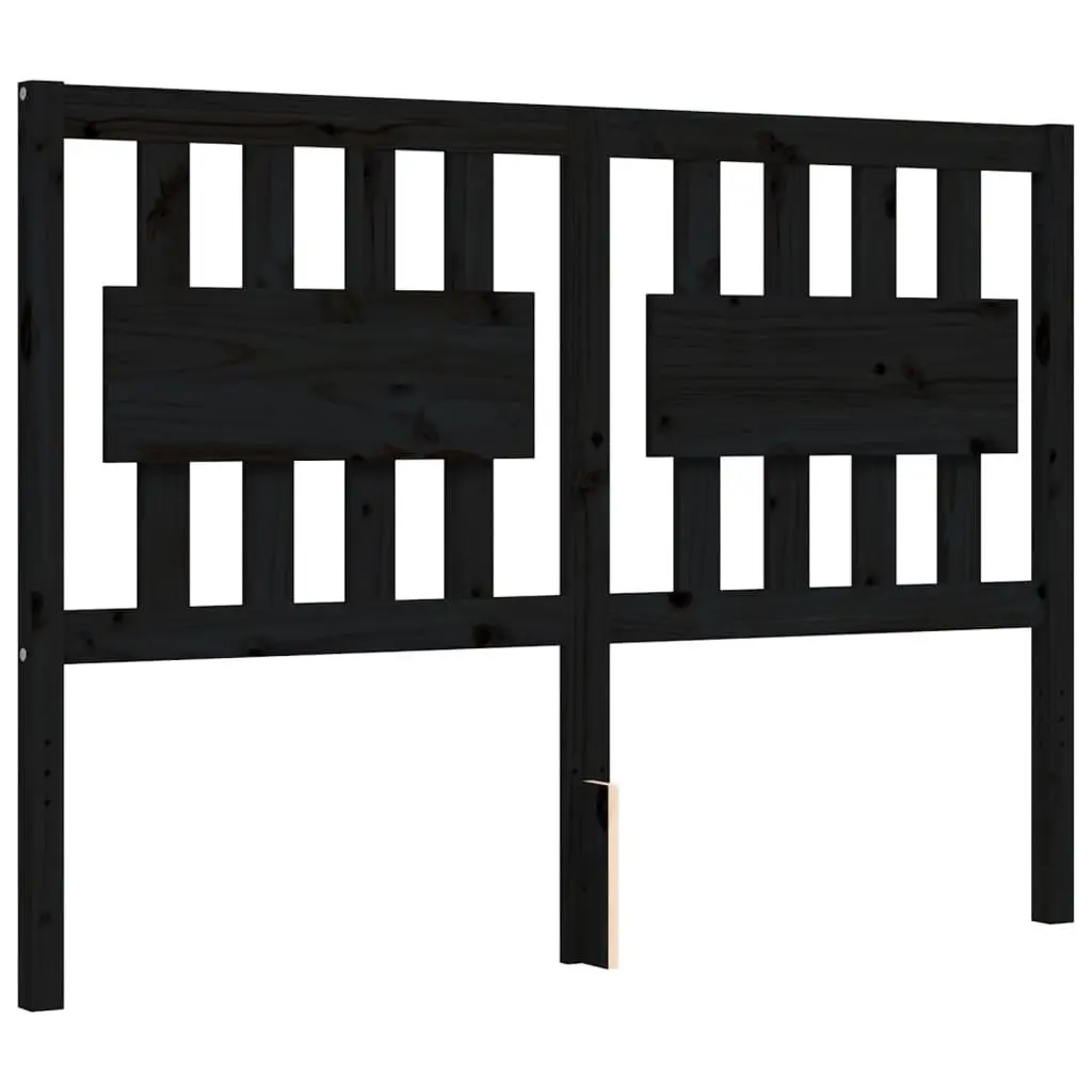 Pine Wood Bed Frame 135x190 cm with Headboard in Black