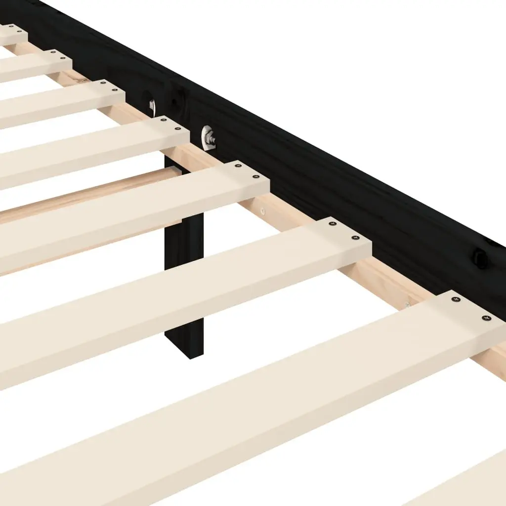 Pine Wood Bed Frame 135x190 cm with Headboard in Black