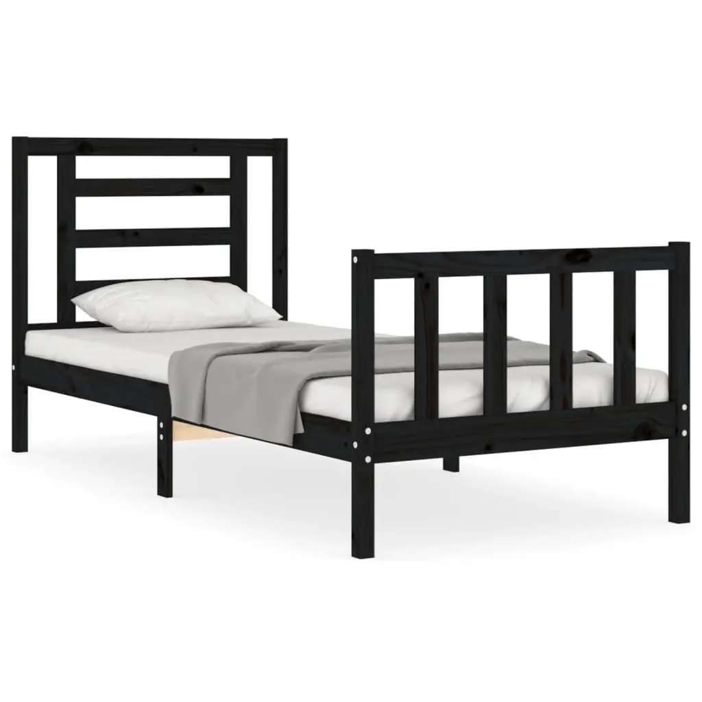 Solid Wood Bed Frame 90x190 cm in Black