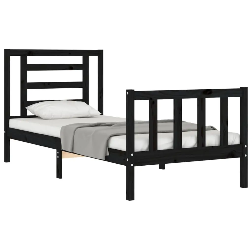Solid Wood Bed Frame 90x190 cm in Black