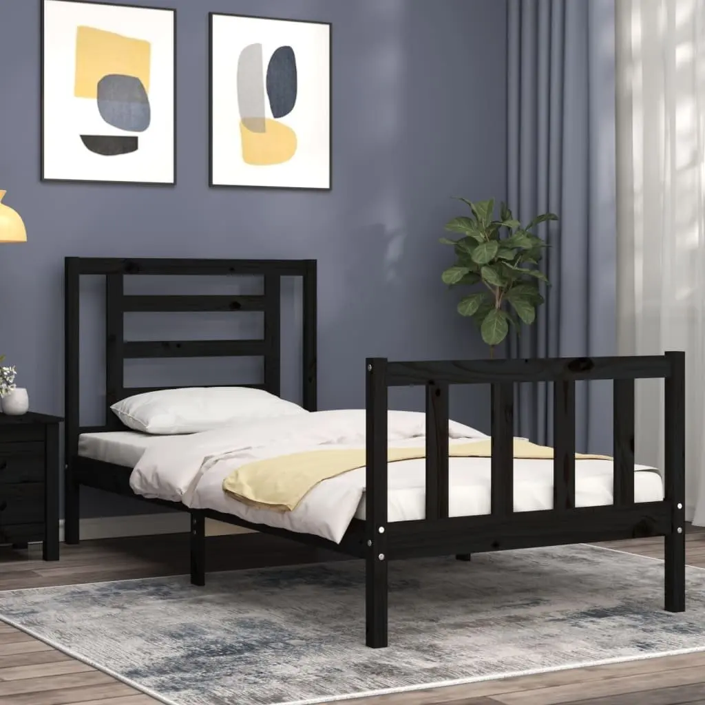 Solid Wood Bed Frame 90x190 cm in Black