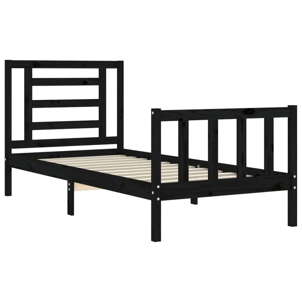 Solid Wood Bed Frame 90x190 cm in Black