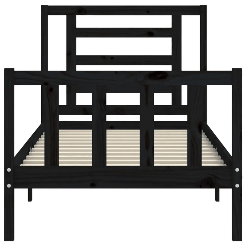 Solid Wood Bed Frame 90x190 cm in Black