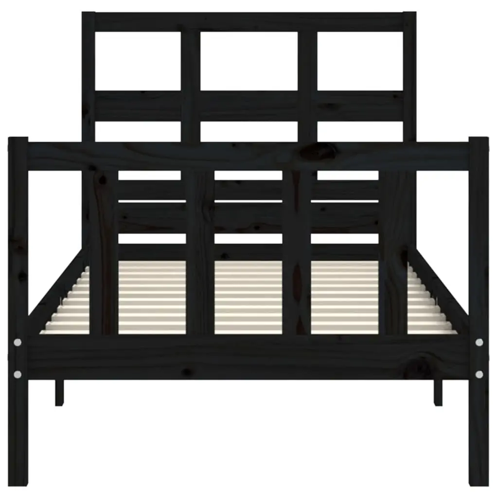 Black Solid Pine Wood Bed Frame 90x190 cm