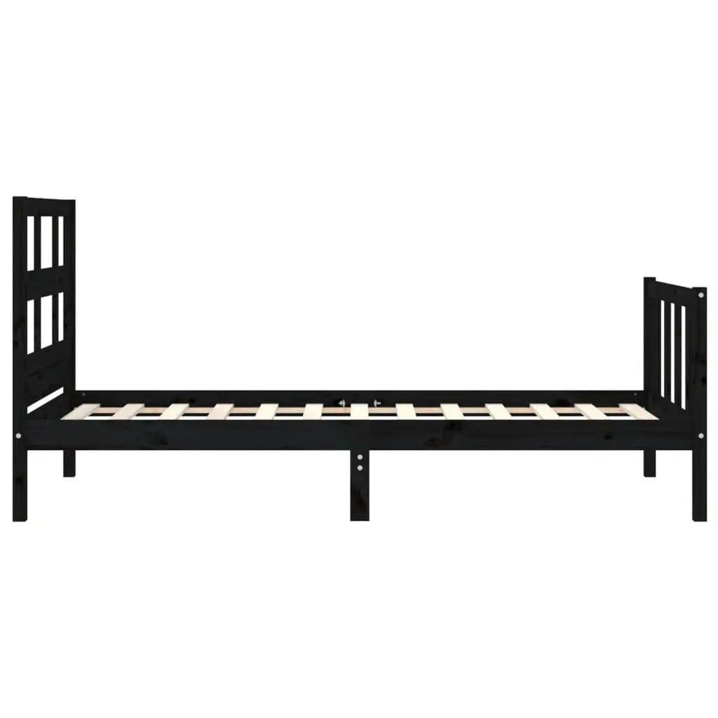 Black Solid Pine Wood Bed Frame 90x190 cm