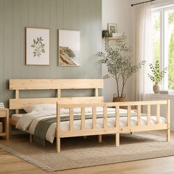 Solid Wood Pine King Bed Frame 183x203 cm