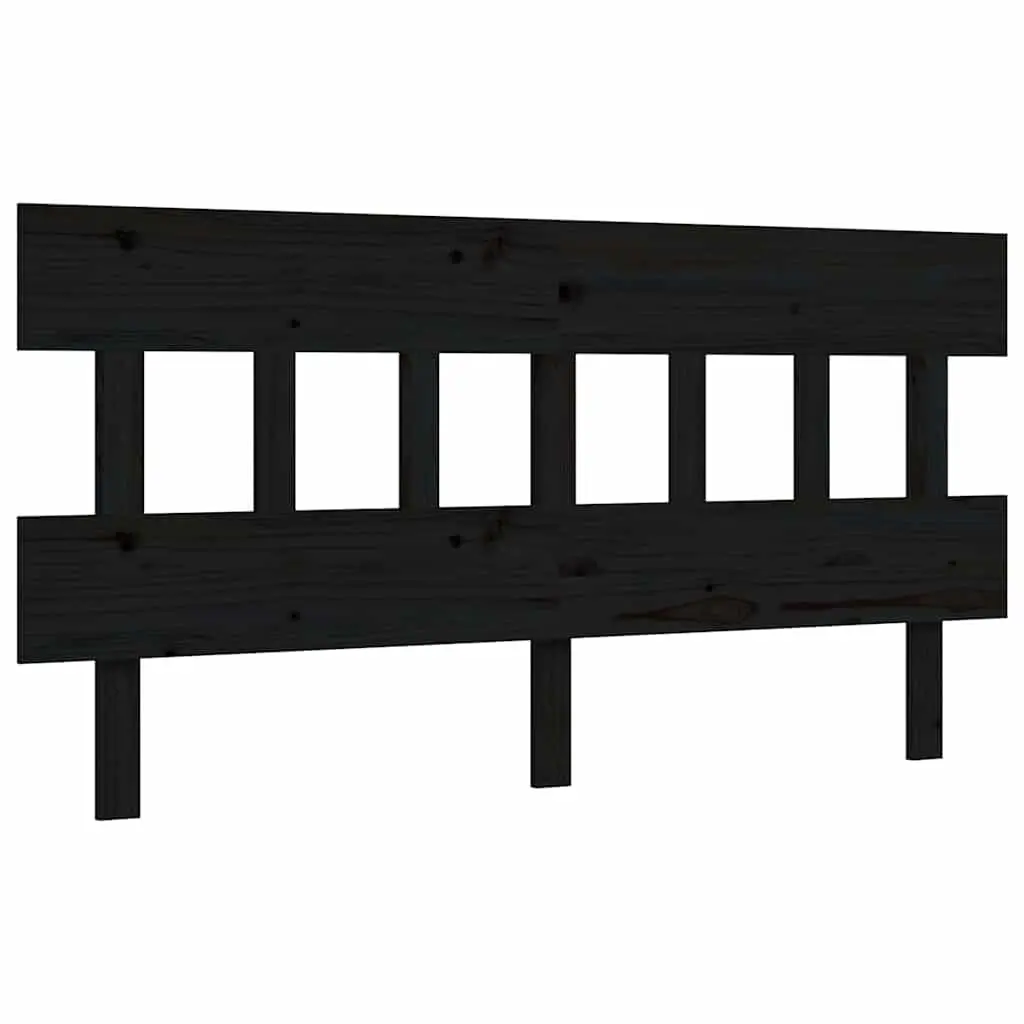 Black Solid Pine Wood Bed Frame 150x200 cm