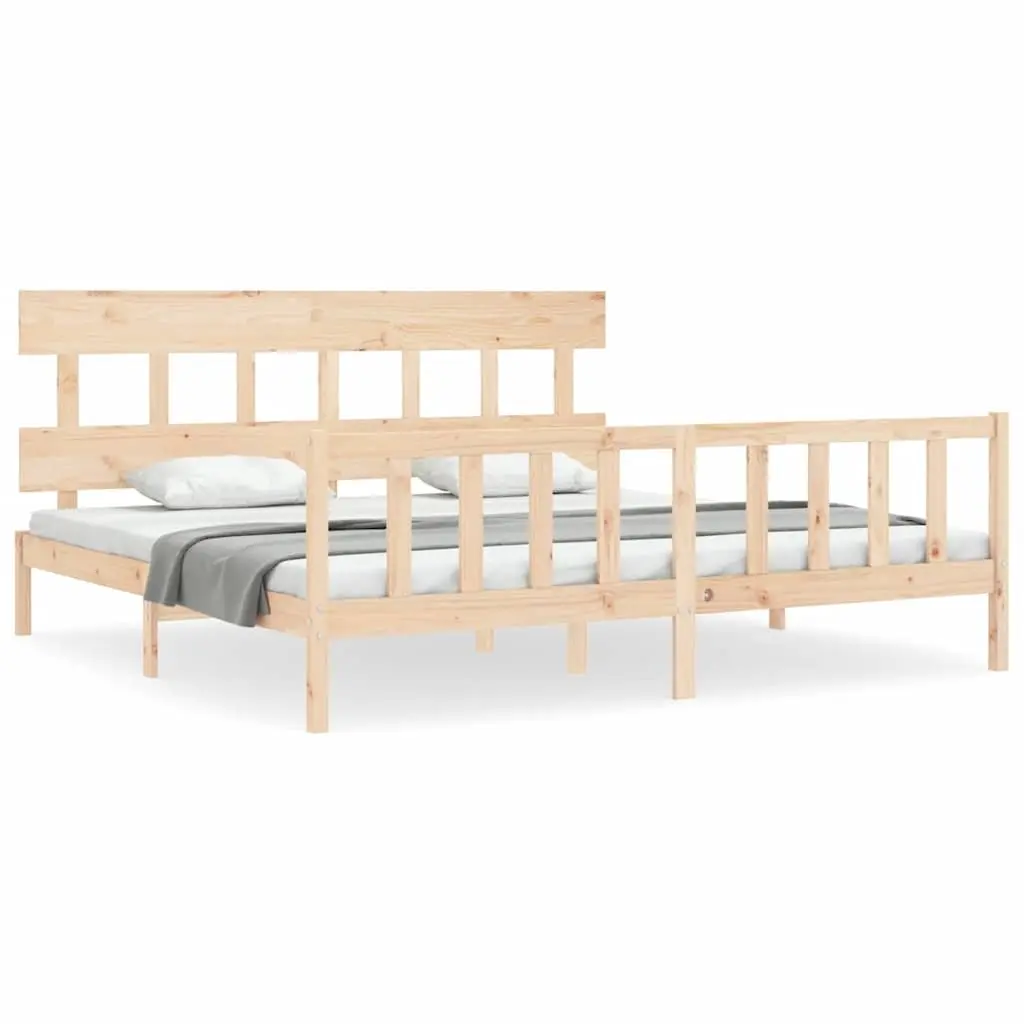 Solid Pine Wood King Bed Frame 183x203 cm