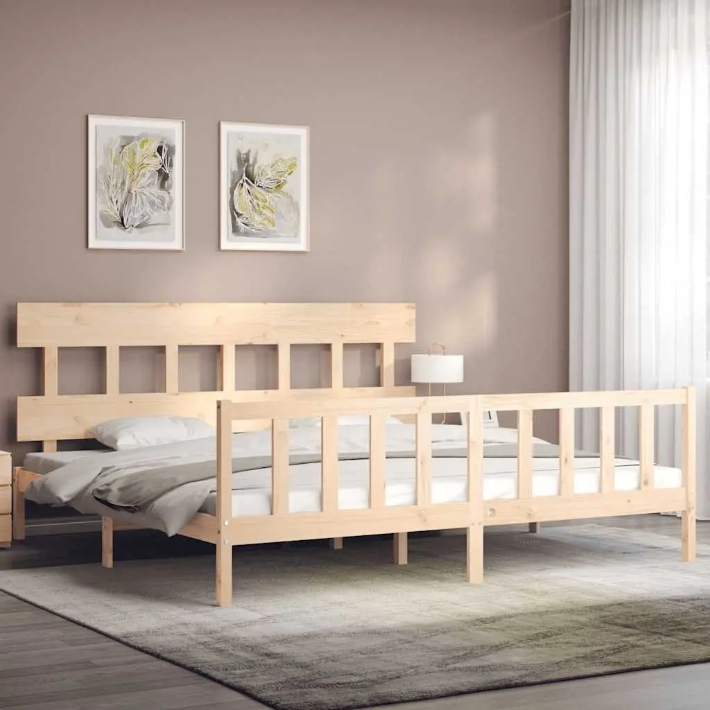 Solid Pine Wood King Bed Frame 183x203 cm