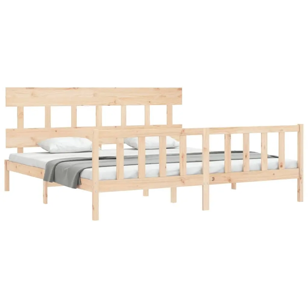 Solid Pine Wood King Bed Frame 183x203 cm