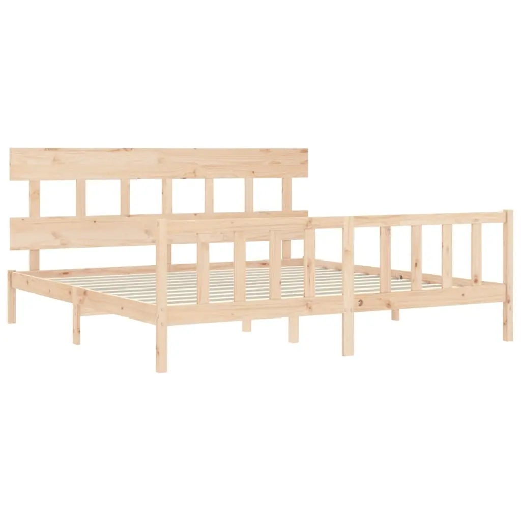 Solid Pine Wood King Bed Frame 183x203 cm