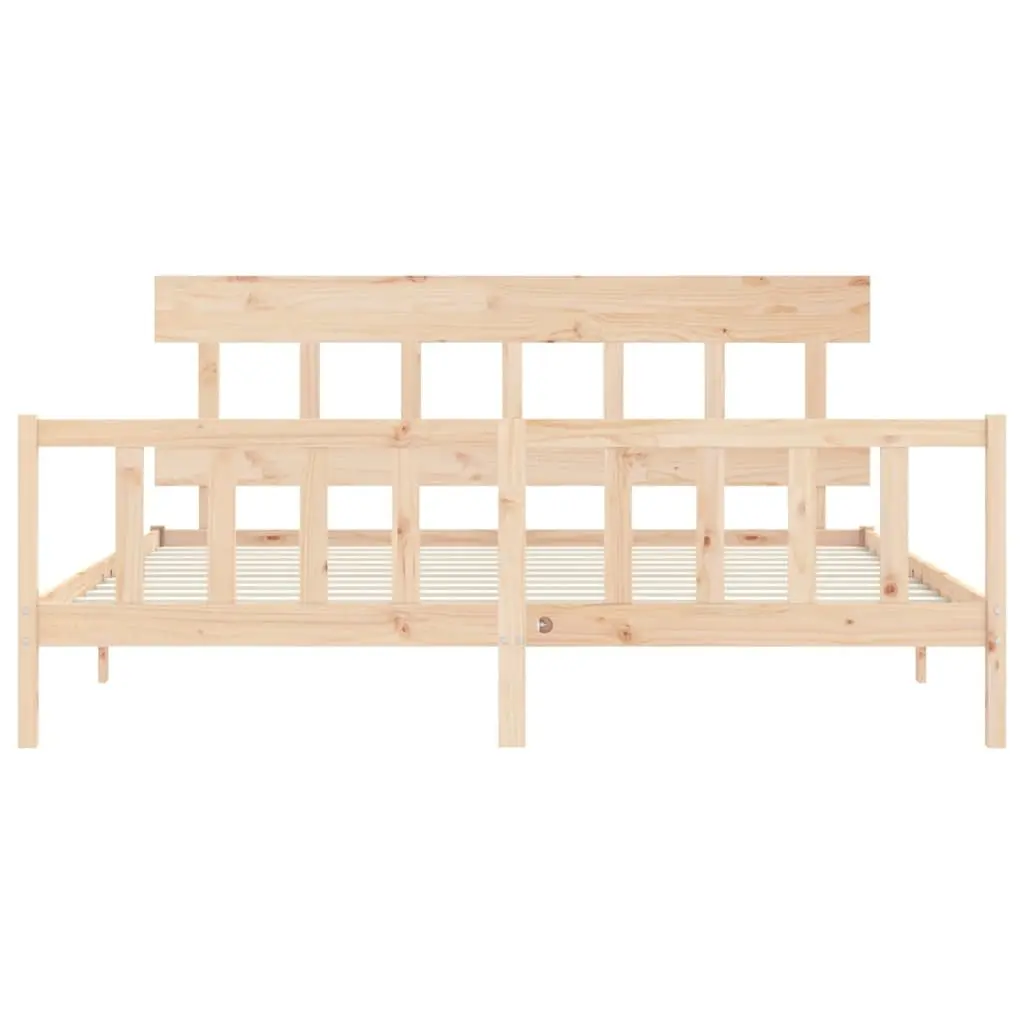 Solid Pine Wood King Bed Frame 183x203 cm