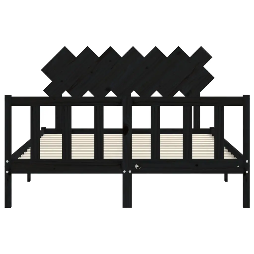 Solid Pine Wood Bed Frame 150x200 cm in Black