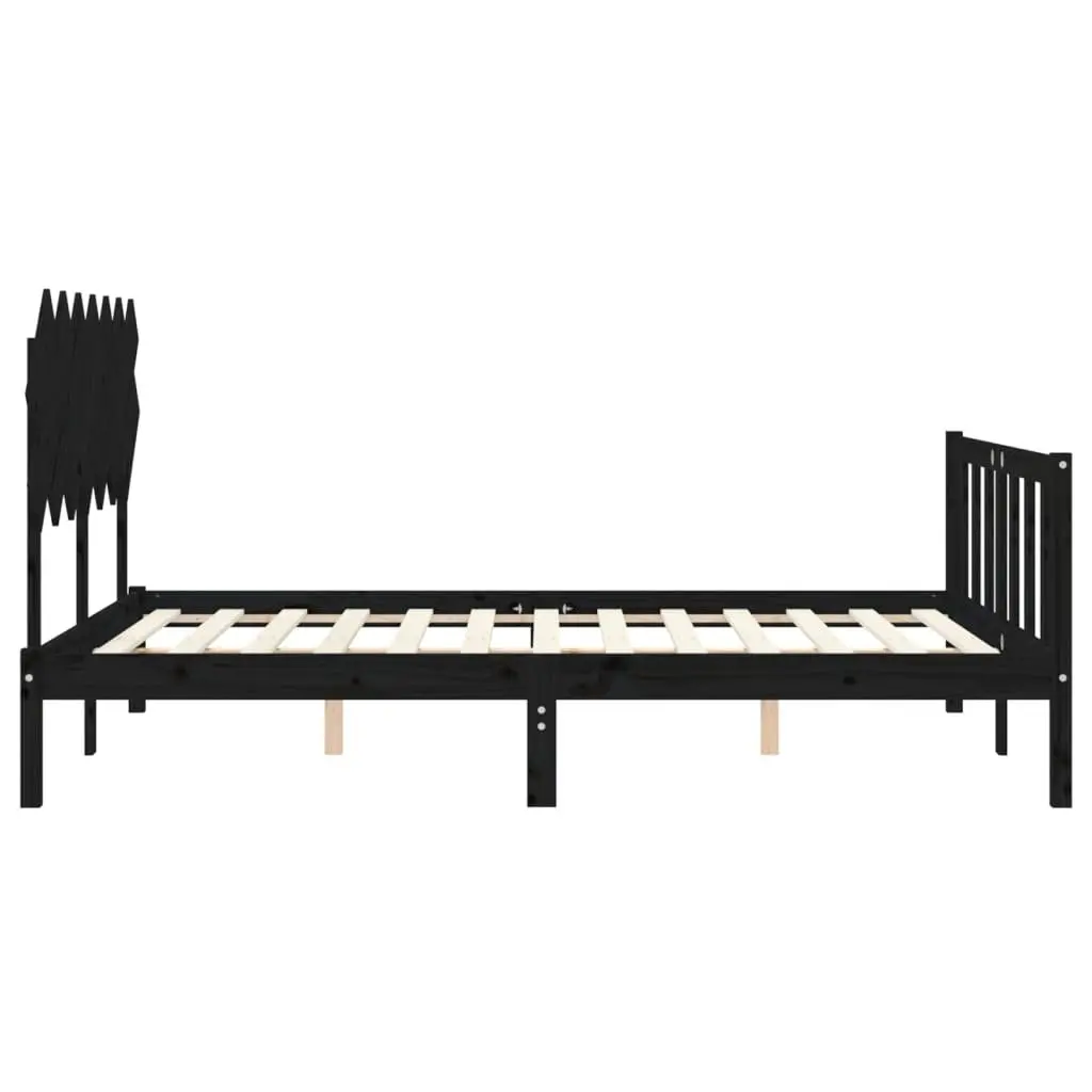Solid Pine Wood Bed Frame 150x200 cm in Black