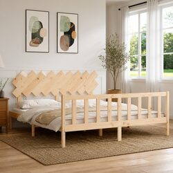 Solid Pine Wood King Bed Frame 183x203 cm with Slats