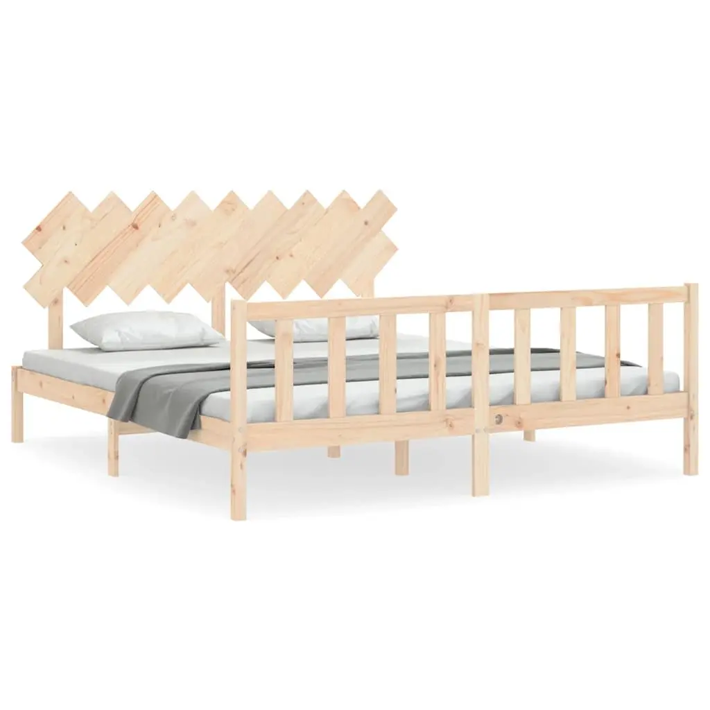 Solid Pine Wood King Bed Frame 183x203 cm with Slats