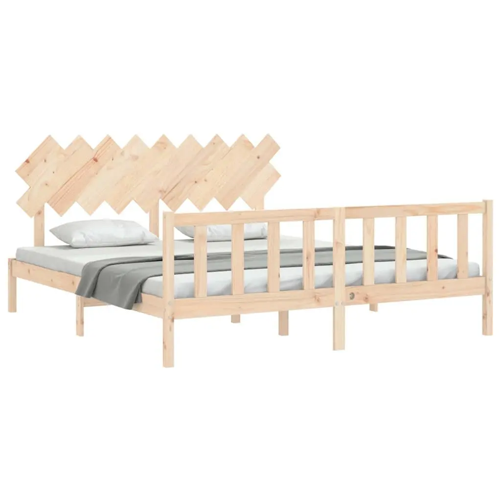 Solid Pine Wood King Bed Frame 183x203 cm with Slats
