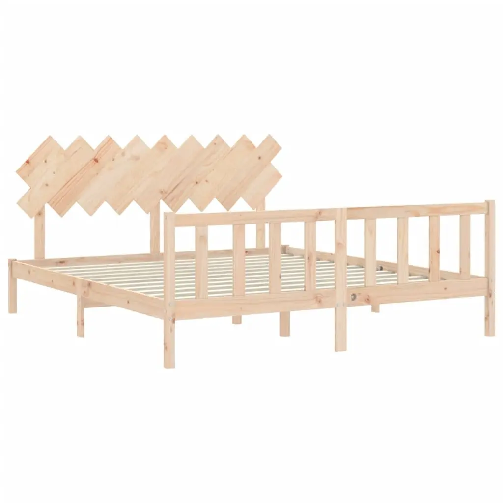 Solid Pine Wood King Bed Frame 183x203 cm with Slats