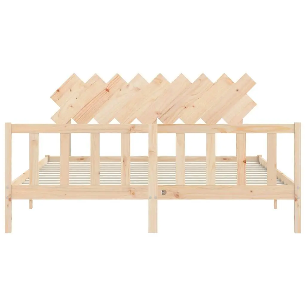 Solid Pine Wood King Bed Frame 183x203 cm with Slats