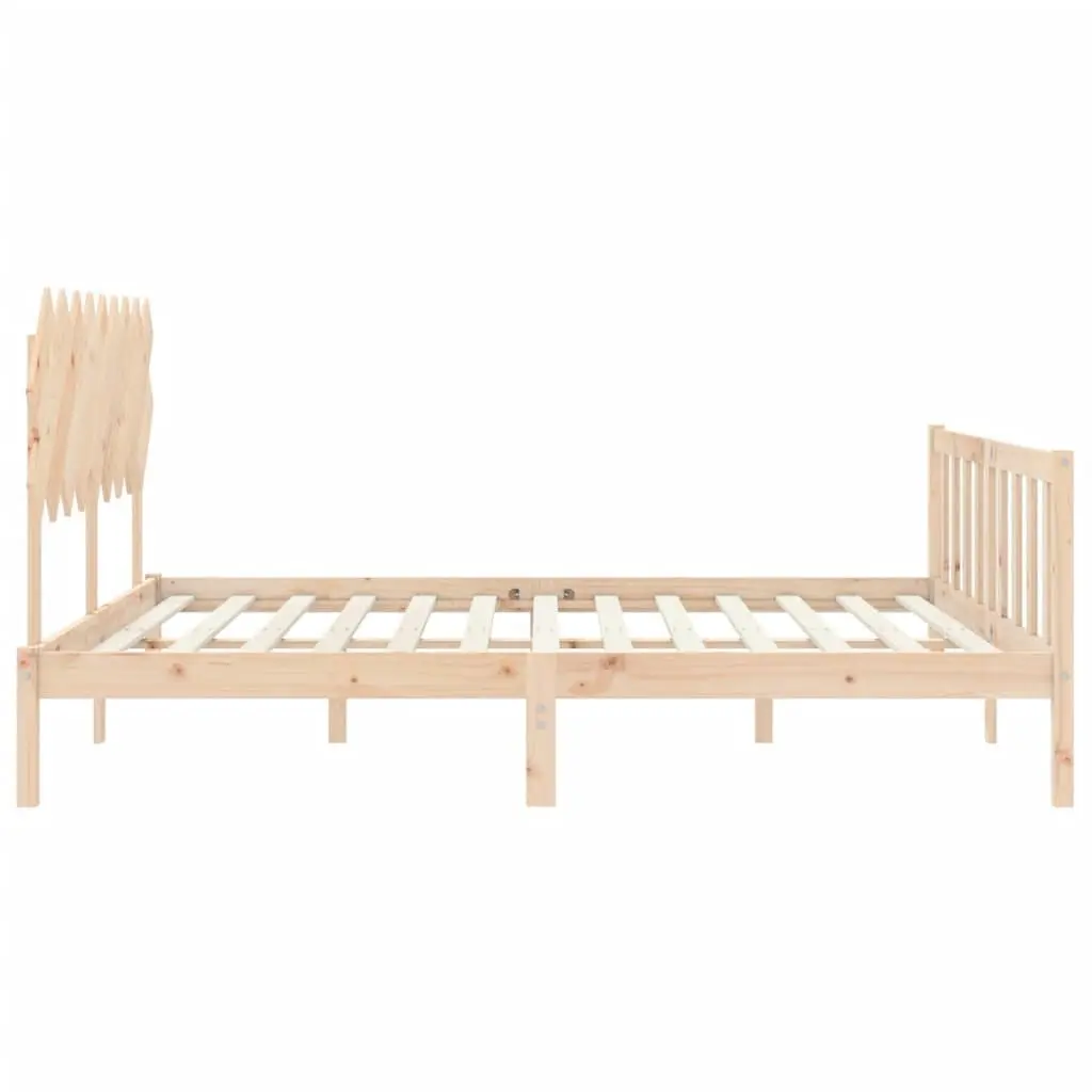 Solid Pine Wood King Bed Frame 183x203 cm with Slats