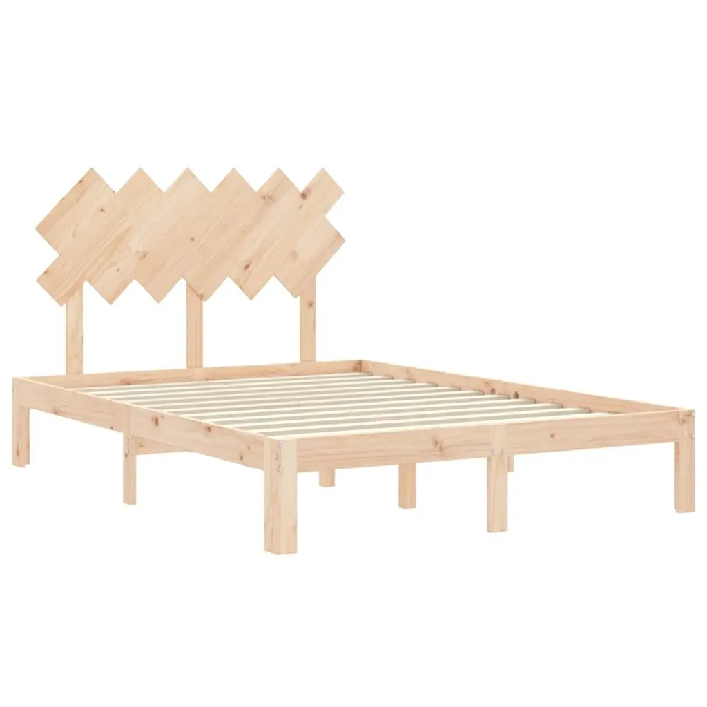 Pine Solid Wood Bed Frame 135x190 cm with Headboard