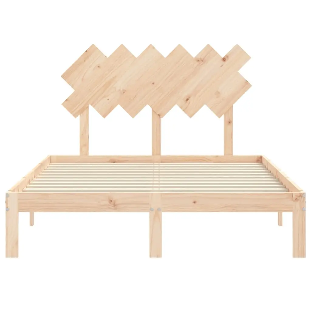 Pine Solid Wood Bed Frame 135x190 cm with Headboard