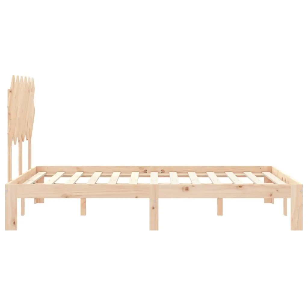 Pine Solid Wood Bed Frame 135x190 cm with Headboard