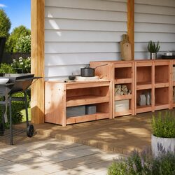 Garden Storage Cabinets 2 pcs Solid Wood for Outdoor Kitchens