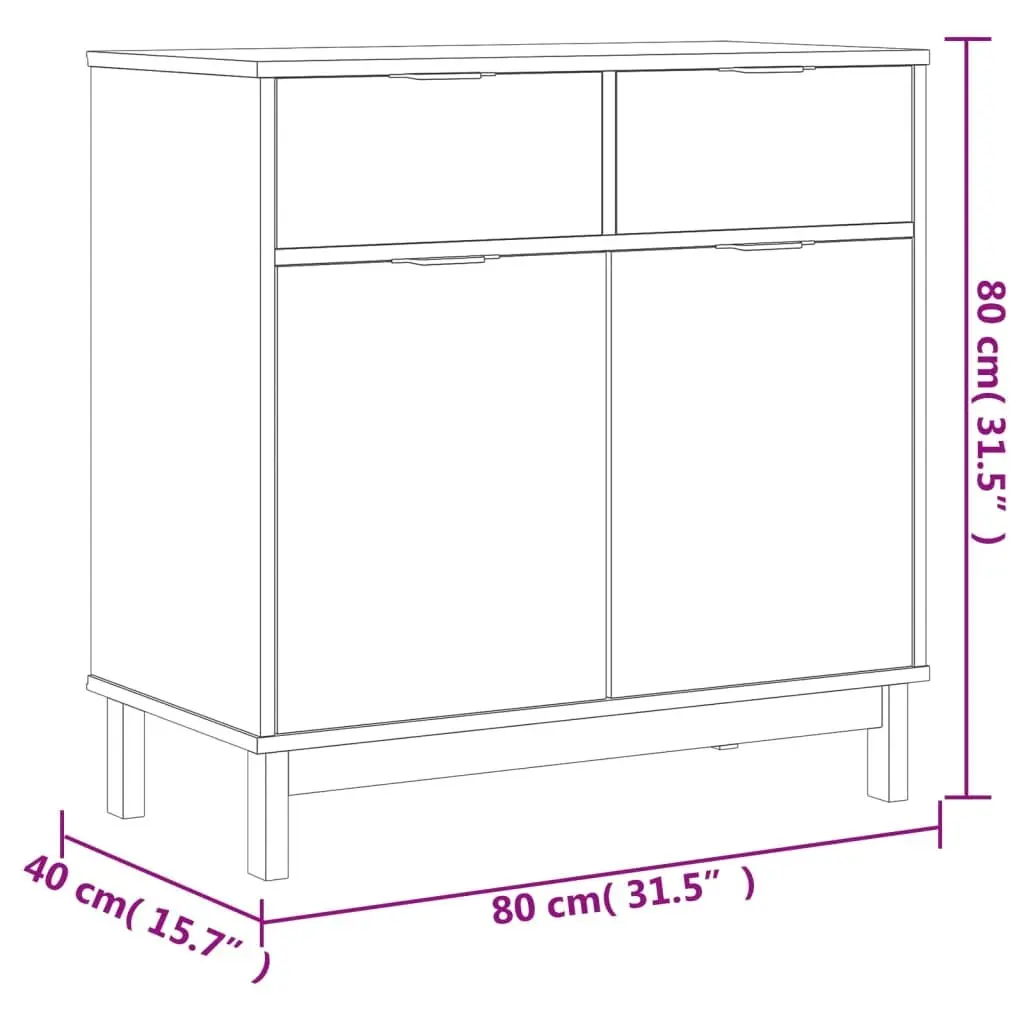 Highboard Brown Solid Wood Storage Cabinet with Glass Doors Shelves Drawers
