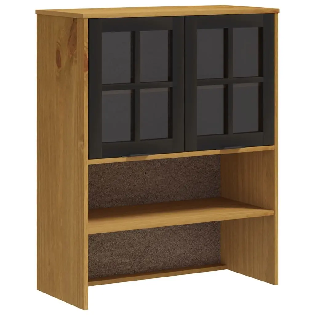 Highboard Brown Solid Wood Storage Cabinet with Glass Doors Shelves Drawers