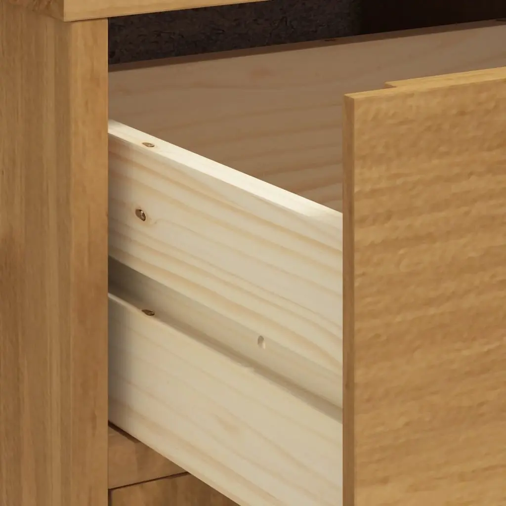 Highboard Brown Solid Wood Storage Cabinet with Glass Doors Shelves Drawers