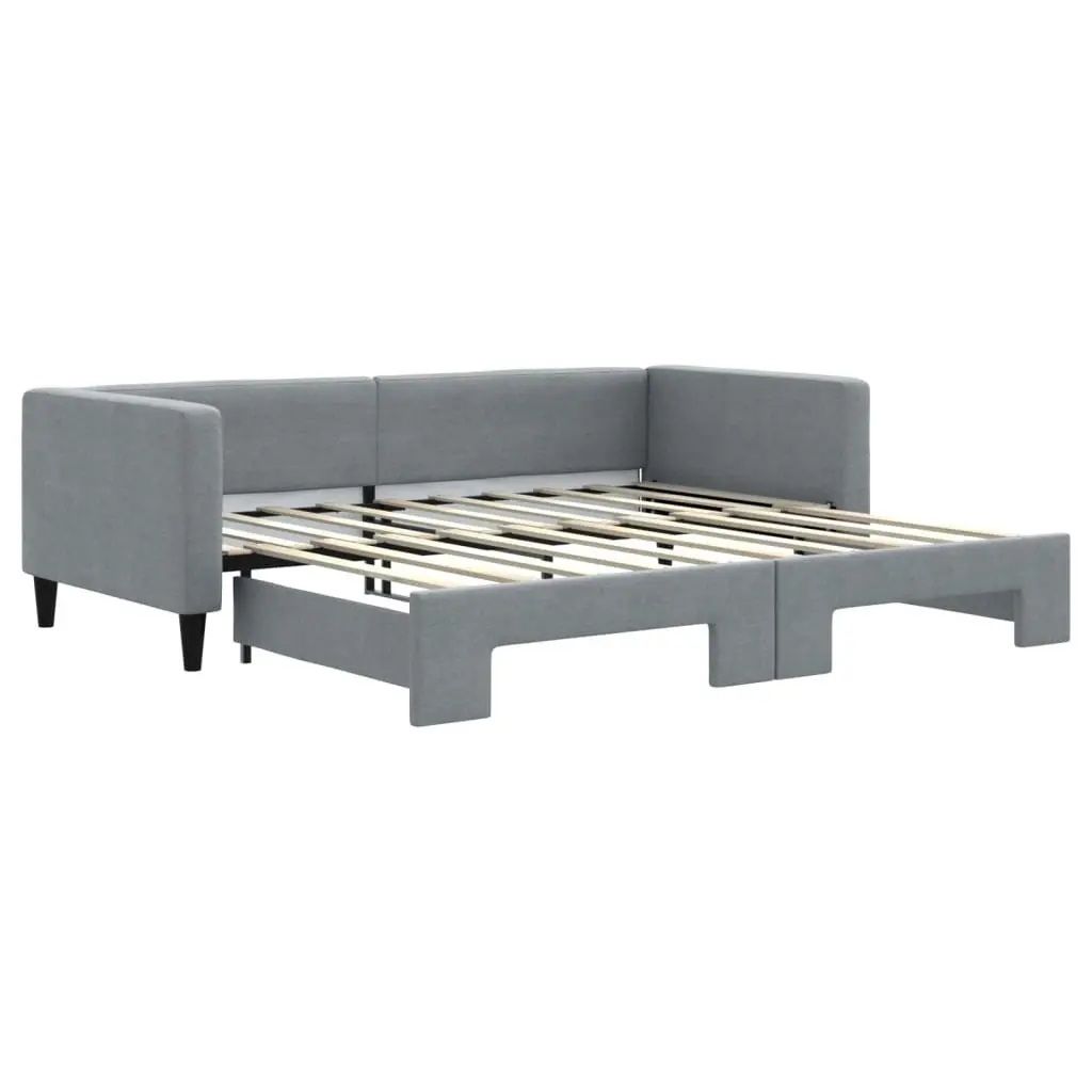 Daybed Sofa Bed Grey 90x190 cm Fabric Upholstery Wooden and Metal Frame 2-in-1 with Trundle
