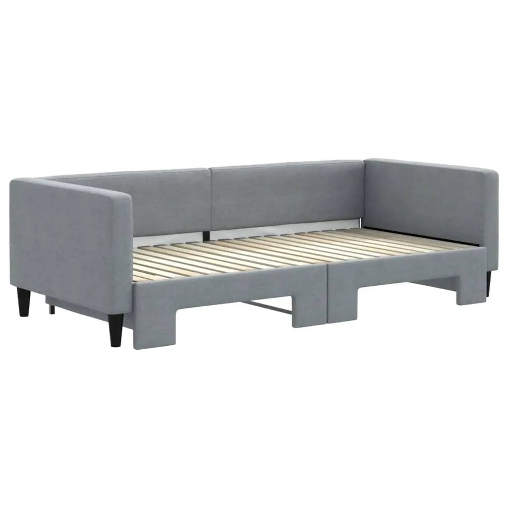 Daybed Sofa Bed Grey 90x190 cm Fabric Upholstery Wooden and Metal Frame 2-in-1 with Trundle