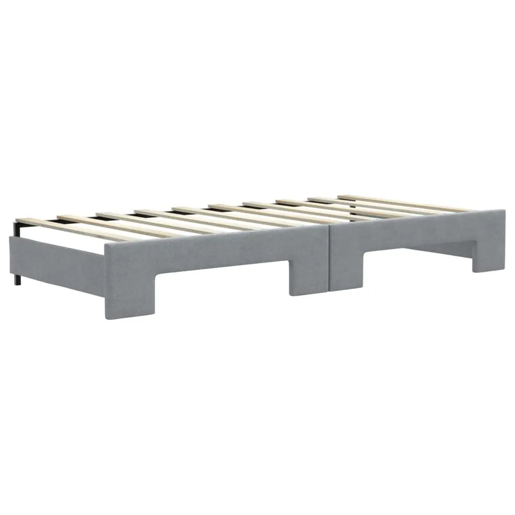 Daybed Sofa Bed Grey 90x190 cm Fabric Upholstery Wooden and Metal Frame 2-in-1 with Trundle