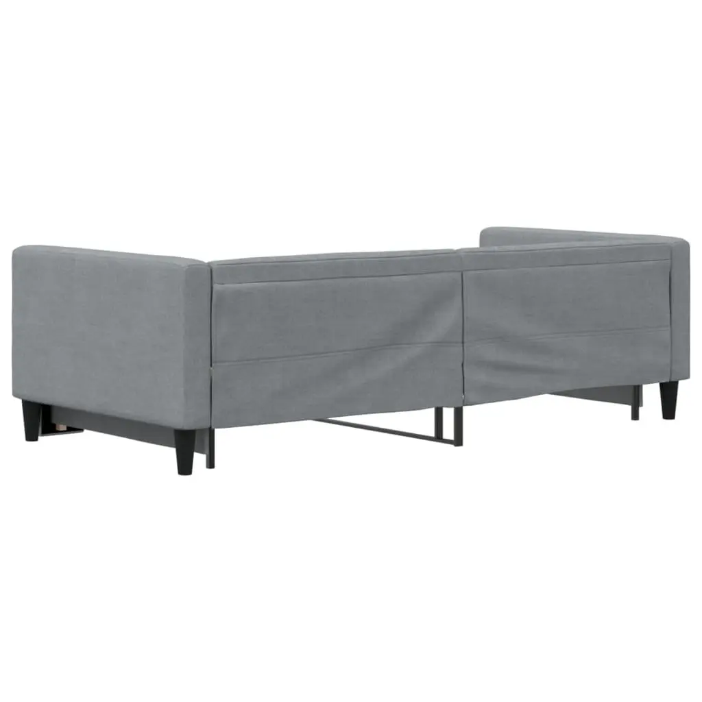 Daybed Sofa Bed Grey 90x190 cm Fabric Upholstery Wooden and Metal Frame 2-in-1 with Trundle
