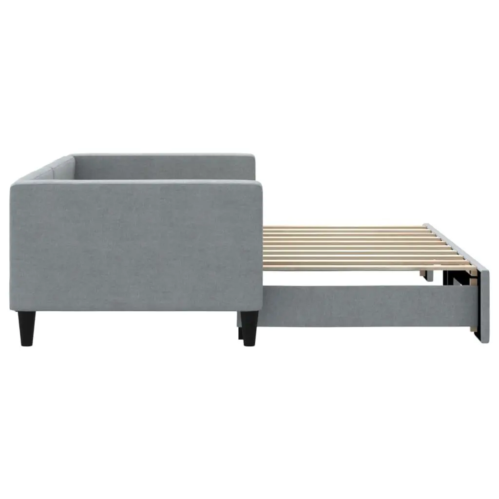 Daybed Sofa Bed Grey 90x190 cm Fabric Upholstery Wooden and Metal Frame 2-in-1 with Trundle
