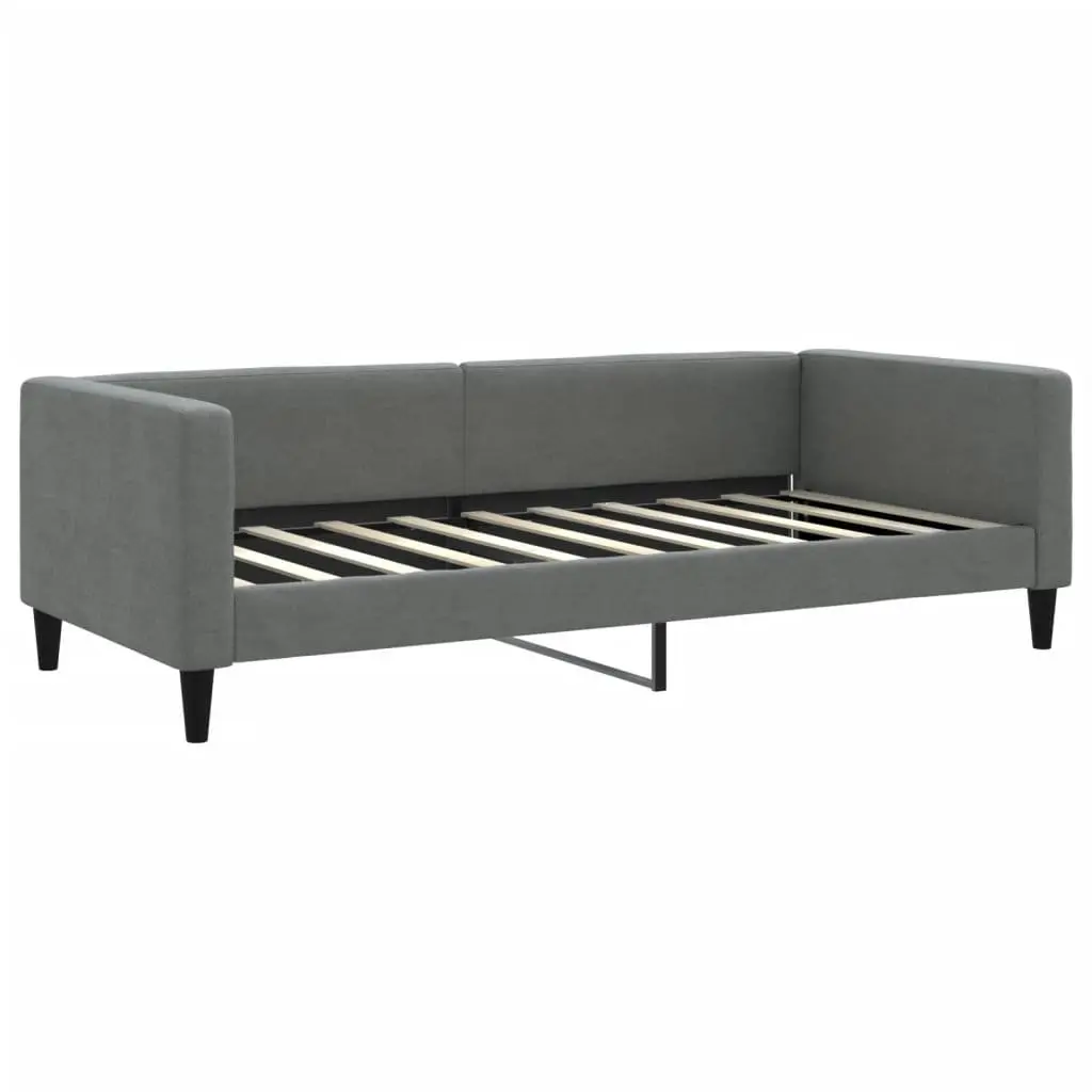 Daybed with Trundle Grey 90x190 cm Convertible Sofa Bed Fabric Upholstery Wooden and Metal Frame