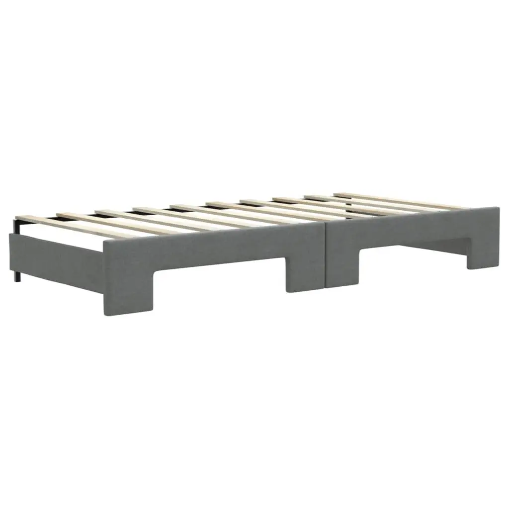 Daybed with Trundle Grey 90x190 cm Convertible Sofa Bed Fabric Upholstery Wooden and Metal Frame