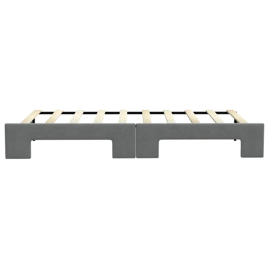 Daybed with Trundle Grey 90x190 cm Convertible Sofa Bed Fabric Upholstery Wooden and Metal Frame