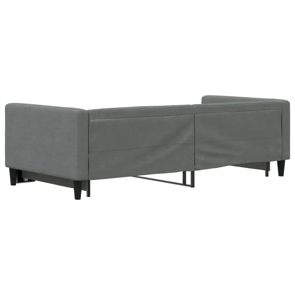 Daybed with Trundle Grey 90x190 cm Convertible Sofa Bed Fabric Upholstery Wooden and Metal Frame